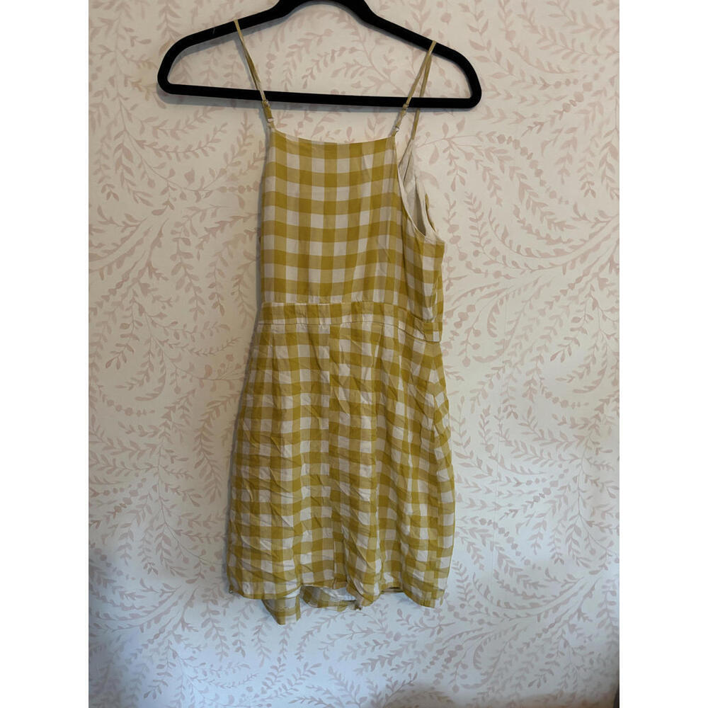 BCBG Yellow and White Gingham Wrap Mini Dress - Picture 6 of 9
